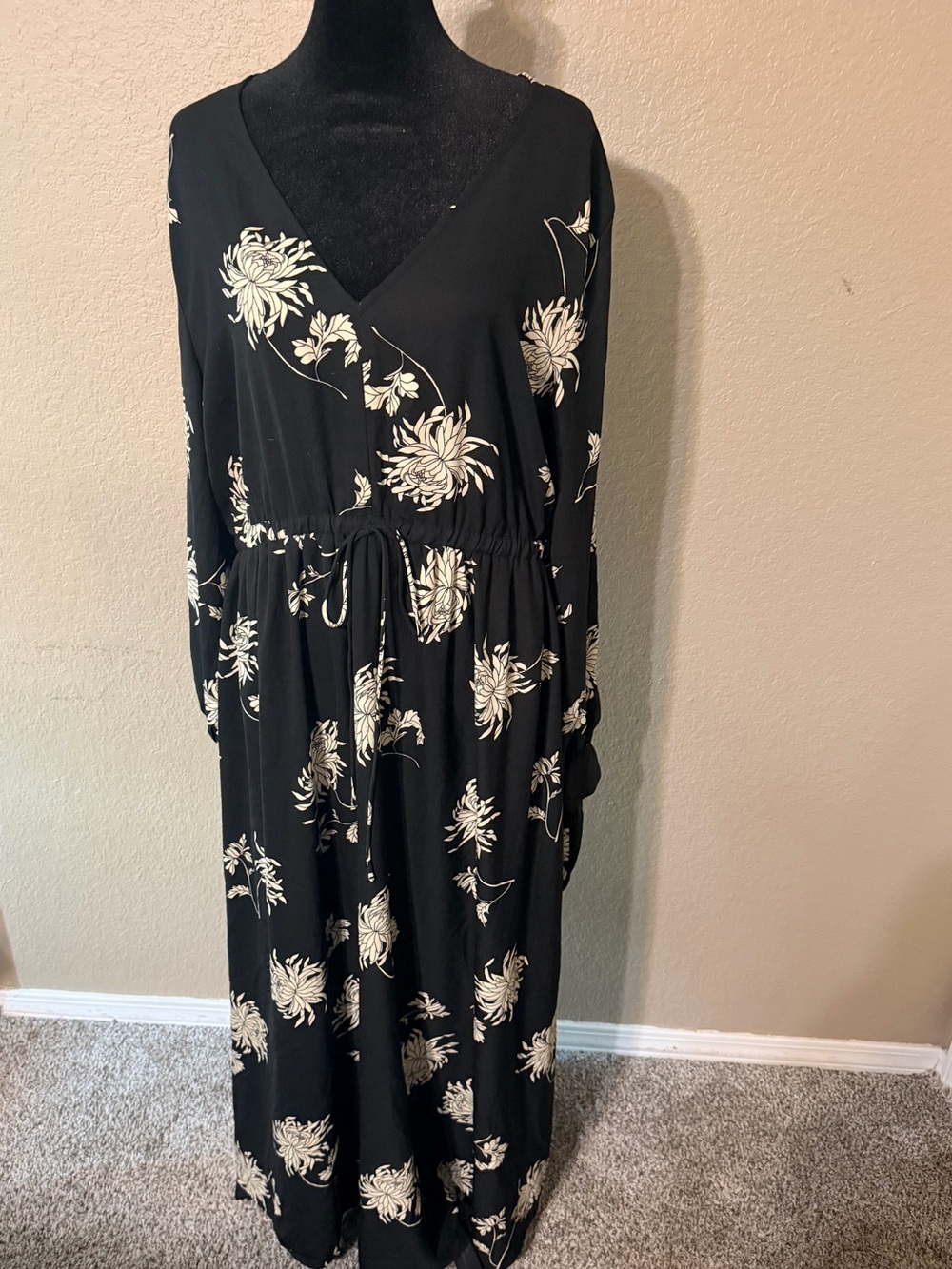 Kate & Mallory Black Maxi Dress with Cream Floral Print